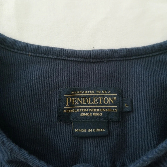 Pendleton Cotton Twill Laguna Utility Button Up Navy Jacket Military Style Large - Picture 11 of 16